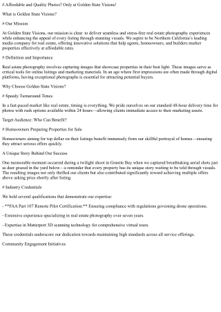 Affordable and Quality Photos? Only at Golden State Visions!