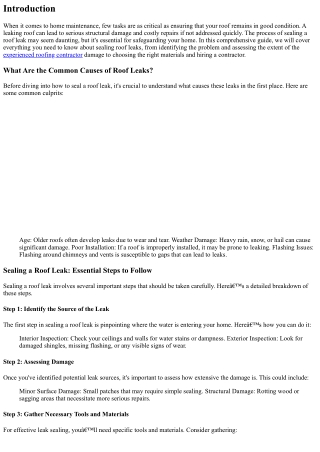 Sealing a Roof Leak: Essential Steps to Follow