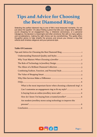 Tips and Advice for Choosing the Best Diamond Ring