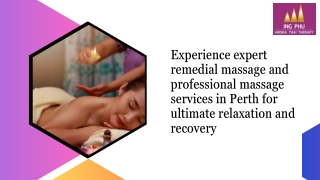 Experience expert remedial massage and professional massage services in Perth for ultimate relaxation and recovery