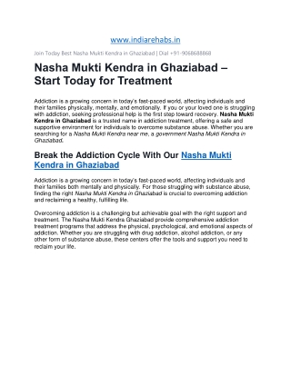 Nasha Mukti Kendra In Ghaziabad