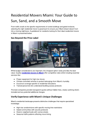 Residential Movers Miami Your Guide to Sun, Sand, and a Smooth Move