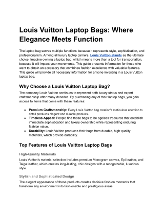 Louis Vuitton Laptop Bags- Where Elegance Meets Function