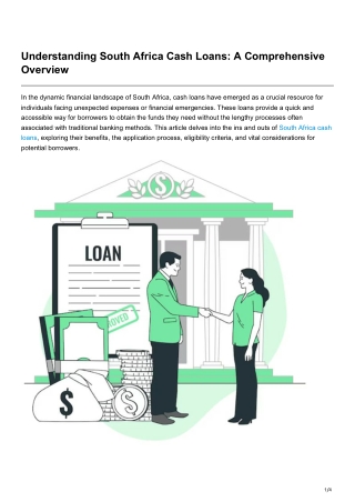 Understanding South Africa Cash Loans A Comprehensive Overview