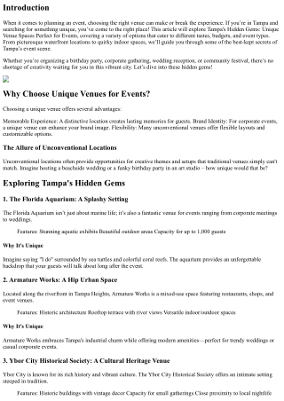 “Tampa's Hidden Gems: Unique Venue Spaces Perfect for Events”