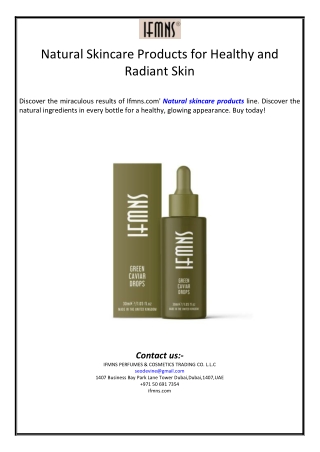 Natural Skincare Products for Healthy and Radiant Skin