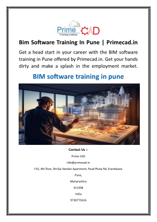 Bim Software Training In Pune  Primecad.in