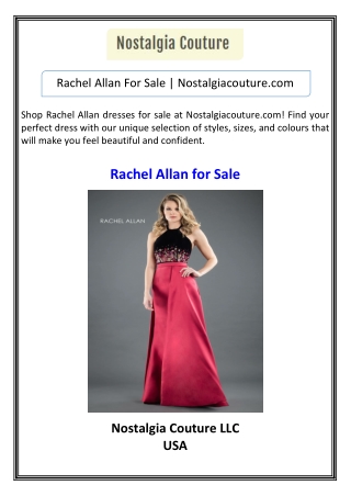 Rachel Allan For Sale Nostalgiacouture.com