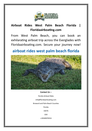 Airboat Rides West Palm Beach Florida  Floridaairboating.com