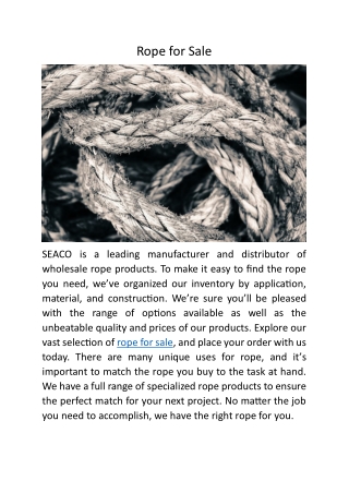Rope for Sale