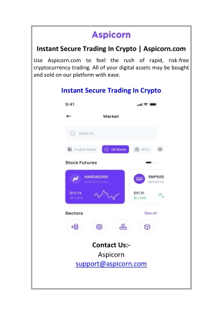 Instant Secure Trading In Crypto Aspicorn.com