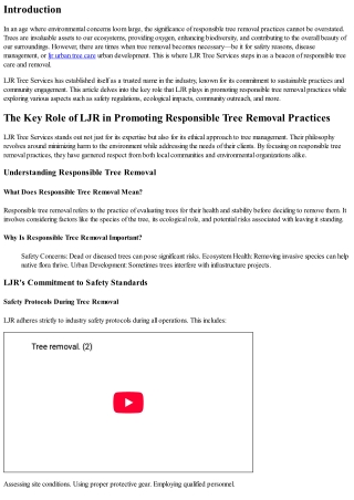 The Key Role of LJR in Promoting Responsible Tree Removal Practices