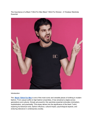 The Importance of a Black T-Shirt For Men Black T-Shirt For Women _ A Timeless Wardrobe Essential