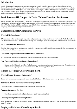 Small Business HR Support in Perth: Tailored Solutions for Success