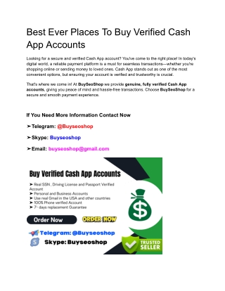 Best Ever Places To Buy Verified Cash App Accounts