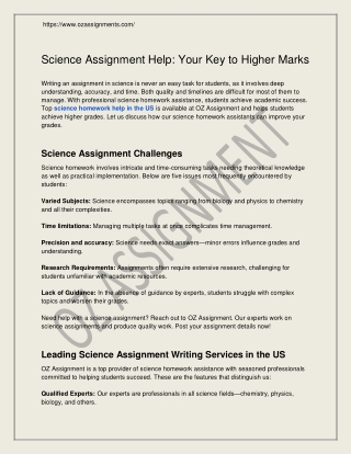 Science Assignment Help: Your Key to Higher Marks