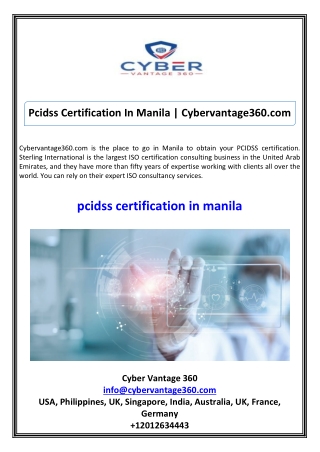 Pcidss Certification In Manila Cybervantage360.com