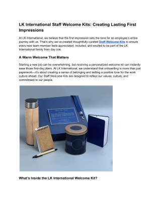 Staff Welcome Kits