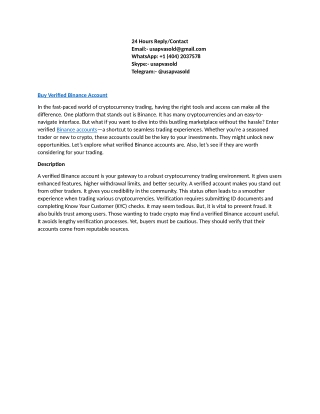 100% KYC Verified to Buy Verified Binance Account