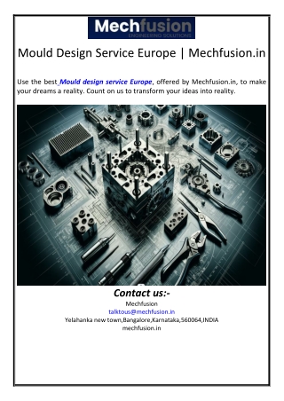 Mould Design Service Europe | Mechfusion.in