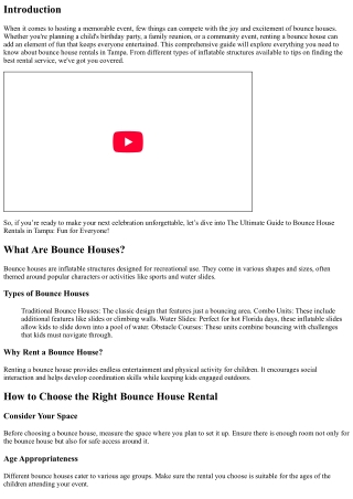 The Ultimate Guide to Bounce House Rentals in Tampa: Fun for Everyone!