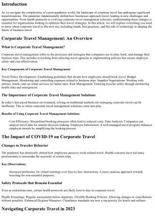 Corporate Travel in a Post-Pandemic World: What You Need to Know