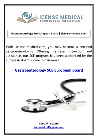 Gastroenterology Sce European Board License-medical.com