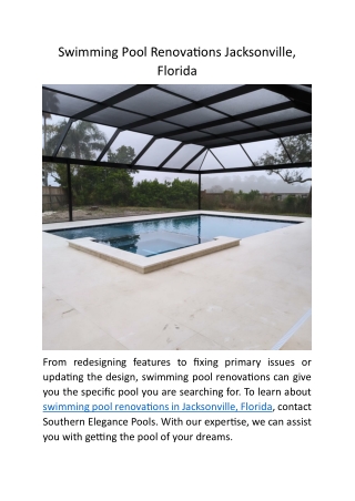Swimming Pool Renovations Jacksonville, Florida
