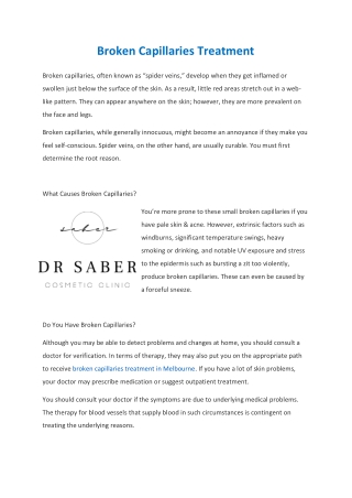 Broken Capillaries Treatment - Drsaber