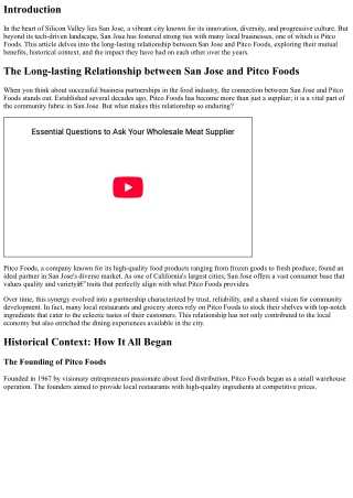 The Long-lasting Relationship between San Jose and Pitco Foods