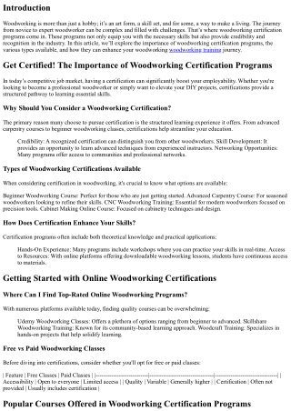 Get Certified! The Importance of Woodworking Certification Programs