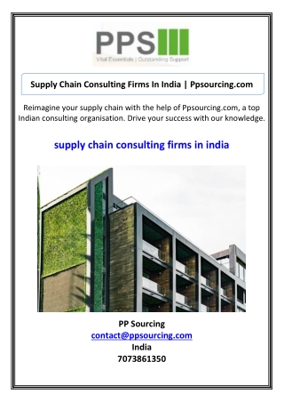 Supply Chain Consulting Firms In India  Ppsourcing.com