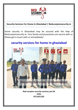 Security Services For Home In Ghaziabad  Redscorpionsecurity.in