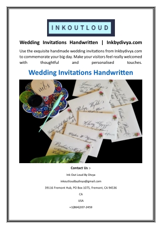 Wedding Invitations Handwritten  Inkbydivya.com