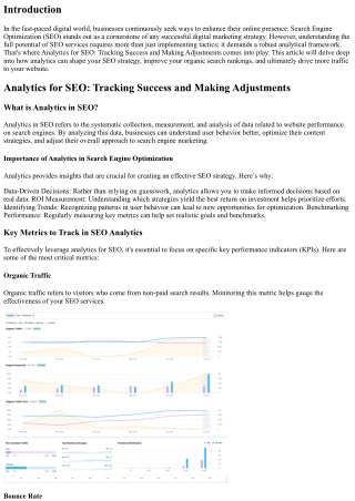 Analytics for SEO: Tracking Success and Making Adjustments