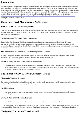 Corporate Travel in a Post-Pandemic World: What You Need to Know