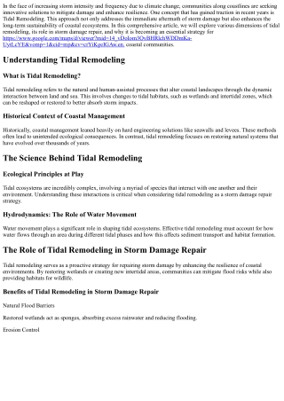 The Role of Tidal Remodeling in Storm Damage Repair