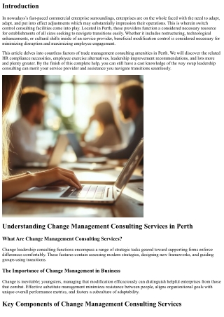 Change Management Consulting Services in Perth: Navigating Transitions Smoothly