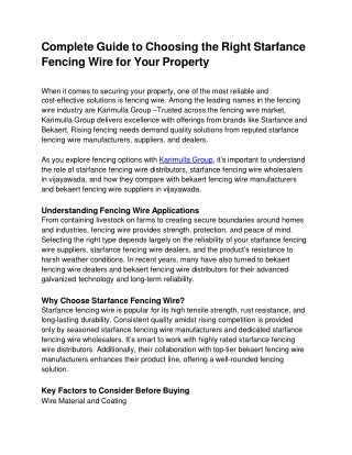 Complete Guide to Choosing the Right Starfance Fencing Wire for Your Property