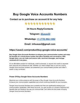 Buy Google Voice Accounts Numbers