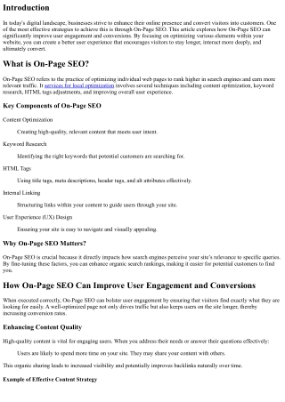 How On-Page SEO Can Improve User Engagement and Conversions
