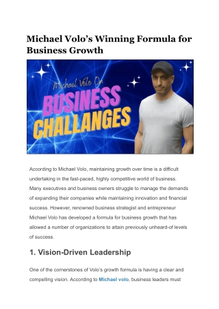Discover Michael Volo’s Proven Strategies for Explosive Business Growth