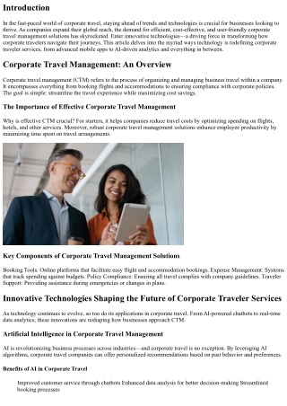 Innovative Technologies Shaping the Future of Corporate Traveler Services