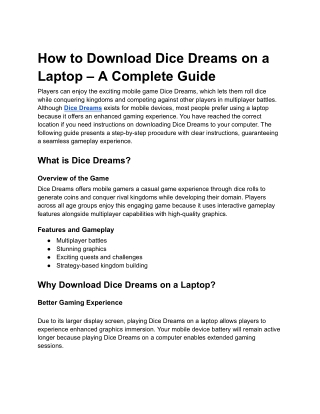 How to Download Dice Dreams on a Laptop – A Complete Guide