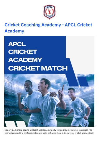 Cricket Coaching Academy - APCL Cricket Academy