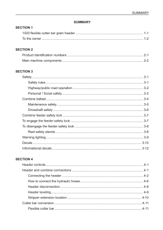Case IH 1020 Flexible Cutter Bar Grain Header Operator’s Manual Instant Download (Publication No.84216710)