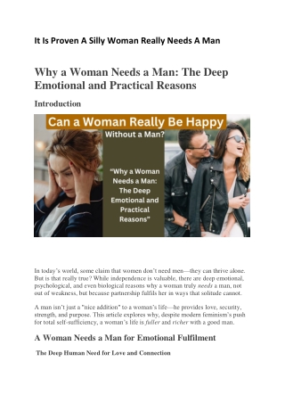 It Is Proven A Silly Woman Really Needs A Man