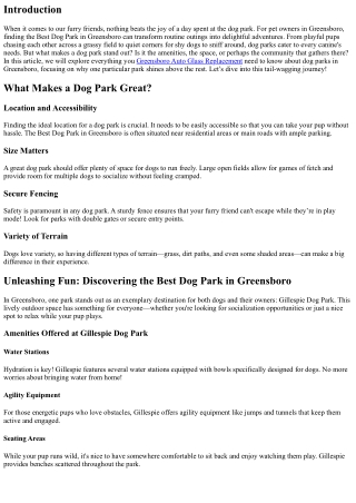 Unleashing Fun: Discovering the Best Dog Park in Greensboro