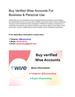 Buy Verified Wise Accounts For Business & Personal Use
