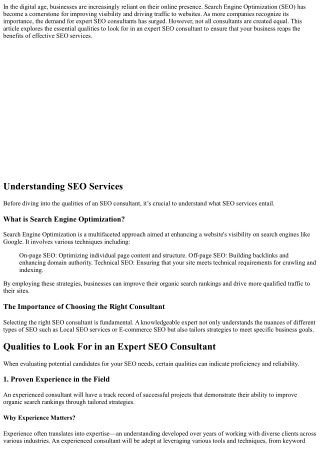 Qualities to Look For in an Expert SEO Consultant